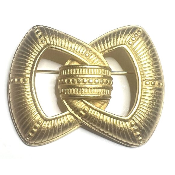 Vintage Givenchy Paris New York Gold-Tone Interlocking Loop Brooch 1970-80 - Picture 6 of 8